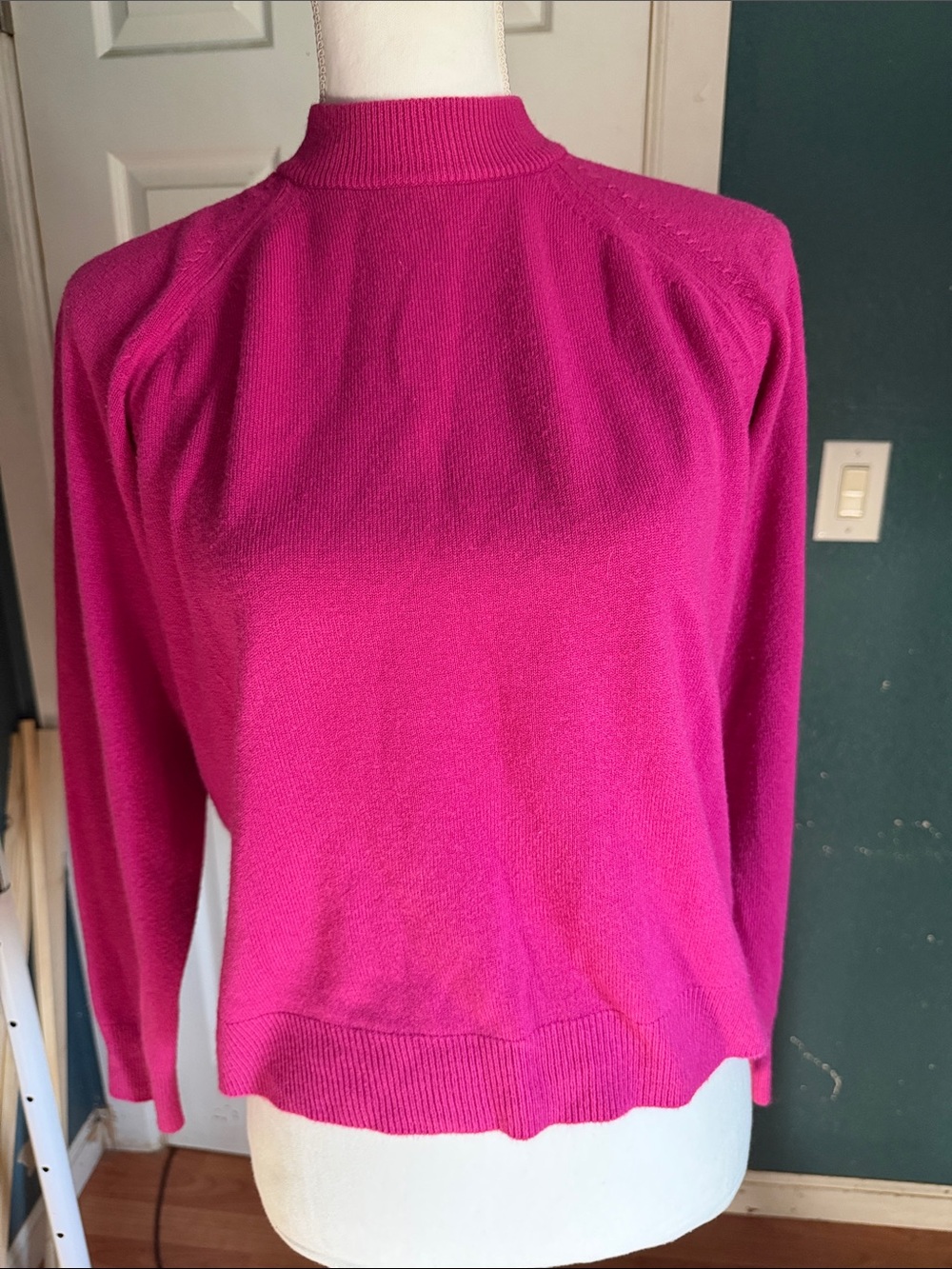 Karen Scott Bright Pink Mock Neck Sweater